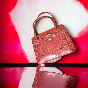 Tosca Blu Italian Red Leather Alligator Handbag!